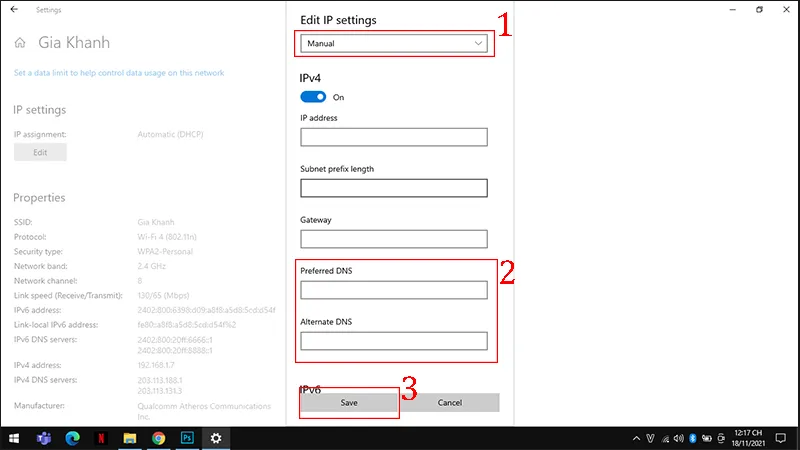 How to change DNS Win 10 through Settings